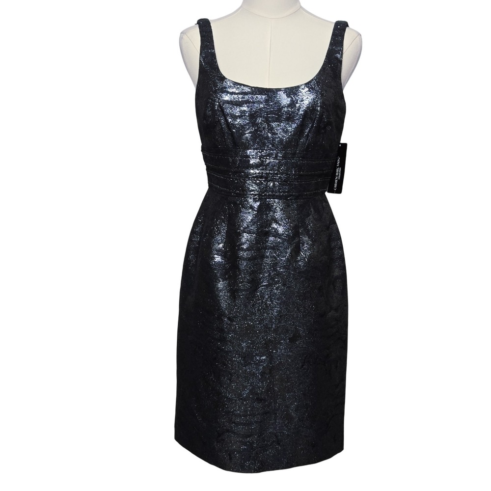 Carmen Marc Valvo Dress‎ Womens 4 Sheath Metallic Star Sapphire Sleeveless Party